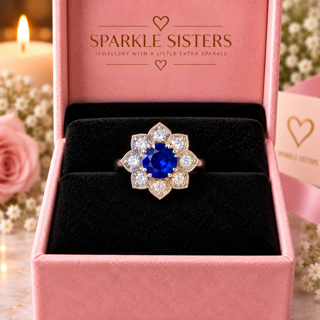 Blue Bloom Sparkle Ring