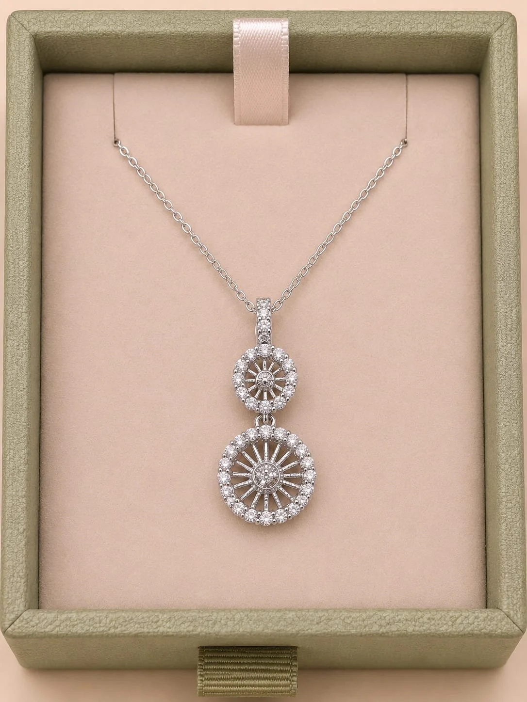 925 Sterling Silver Double Gem Pendant