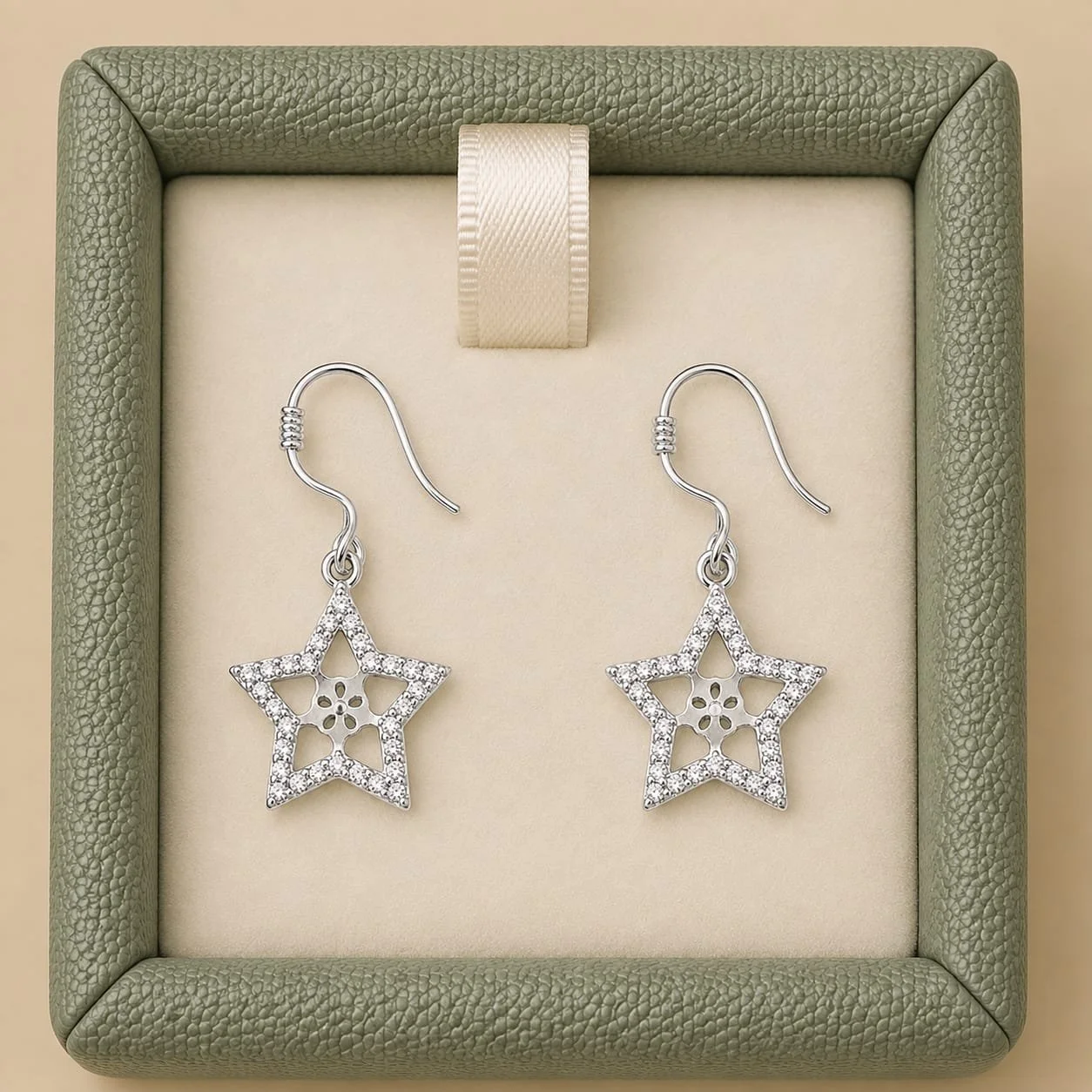 925 Sterling Silver Gem Ball Earrings - Stars