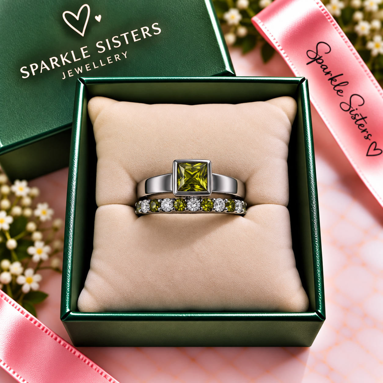 Sparkle Ring Stack light green