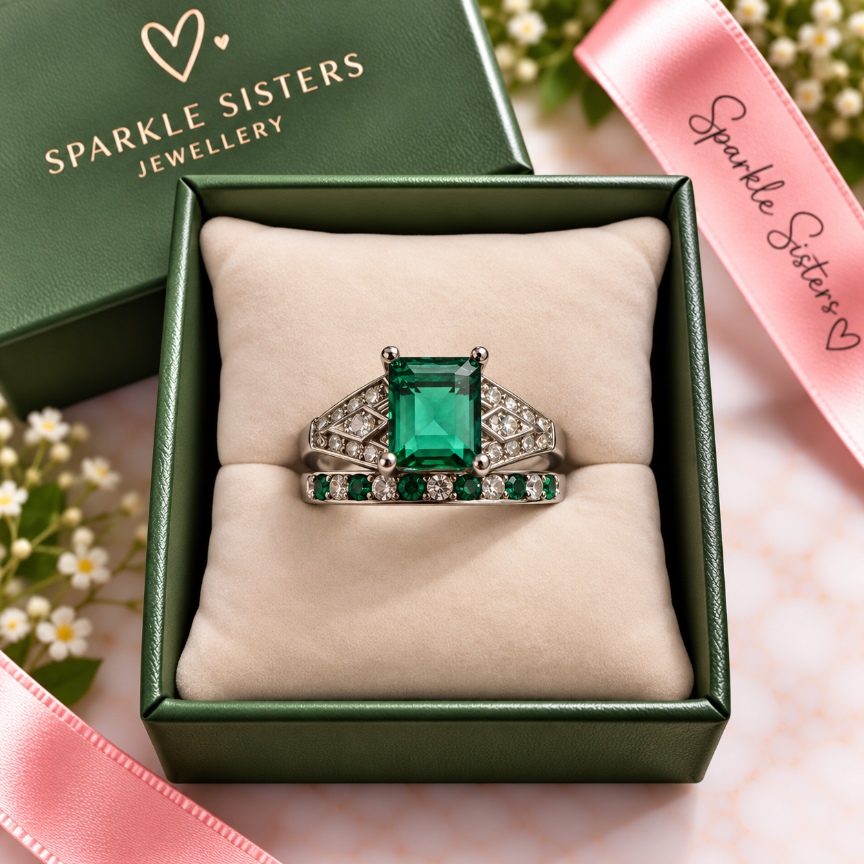 Sparkle Stack Ring -Green Edition