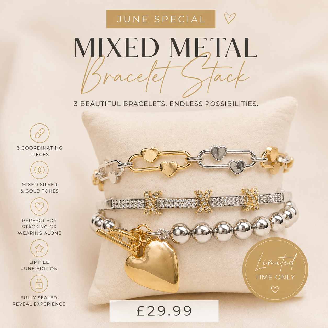 Mixed Metal Signature Bracelet Stack – June Edition ✨