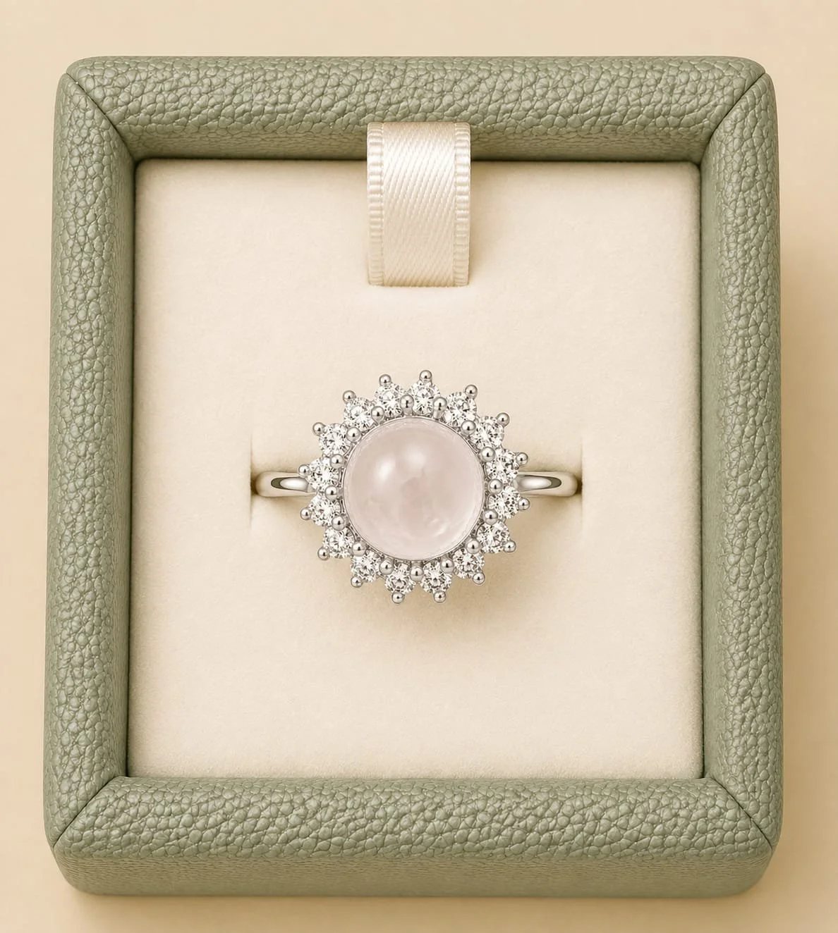 925 Sterling Silver Gem Ball Ring -  Halo Ring ⭐
