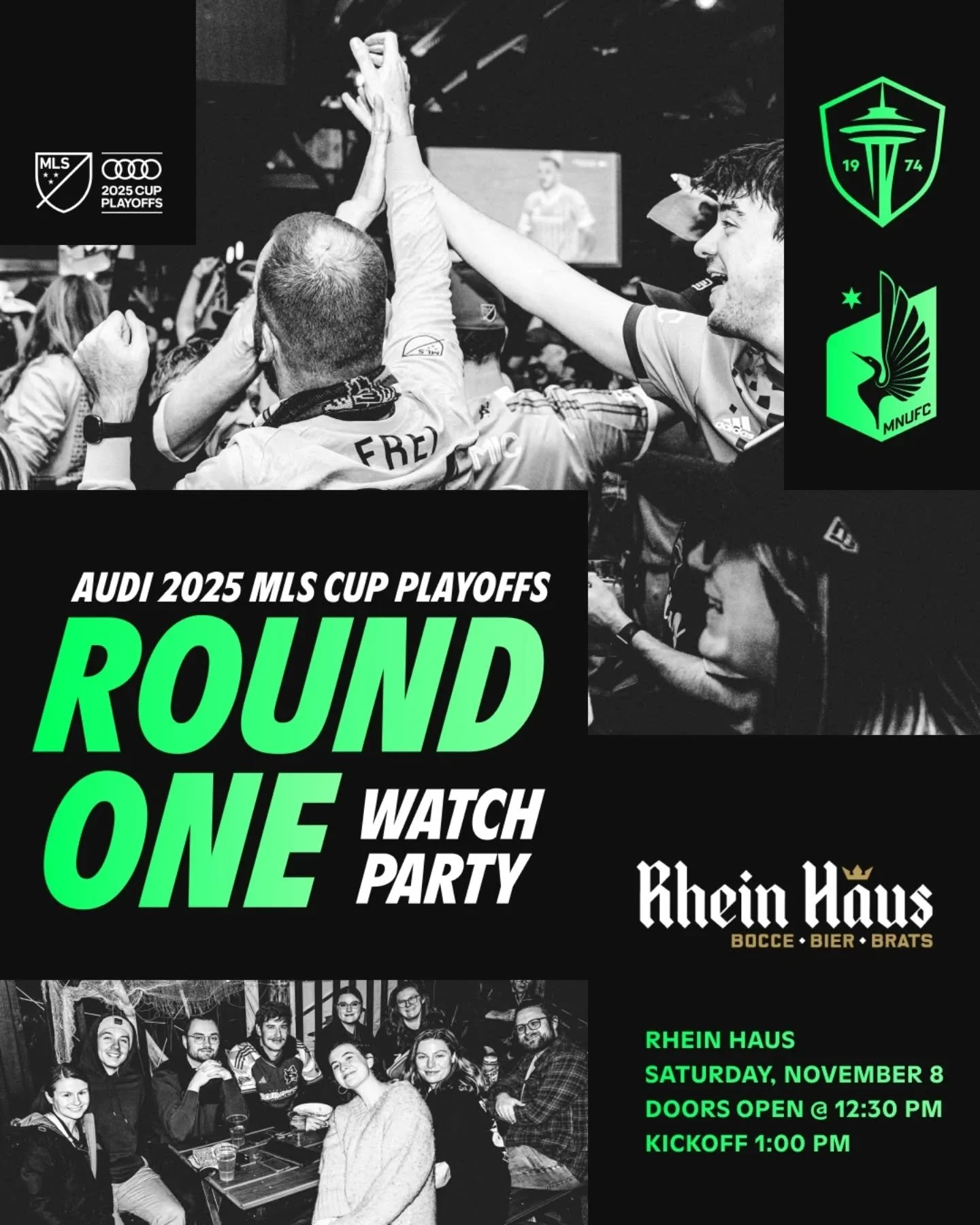 Round 1, Match 3. Sounders vs. Minnesota. THIS Saturday at 1PM! 💚💙

We&rsquo;re hosting the watch party at our Haus&mdash;kickoff at 1,  but the perks start at 12:30PM. Drop the tab name &ldquo;Unfinished&rdquo; and snag up to two free drinks (beer
