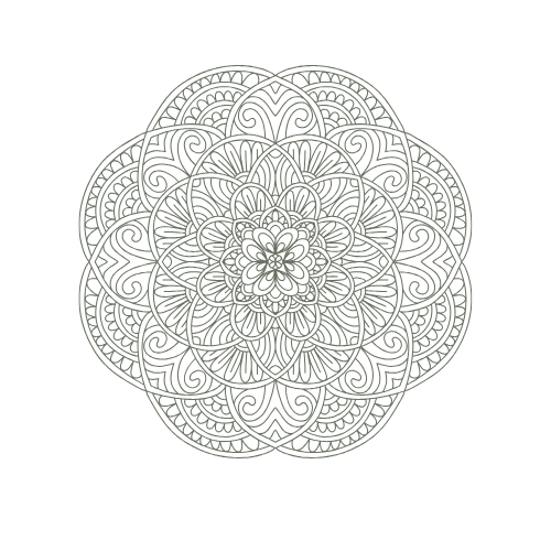 Intricate white mandala pattern on a black background.