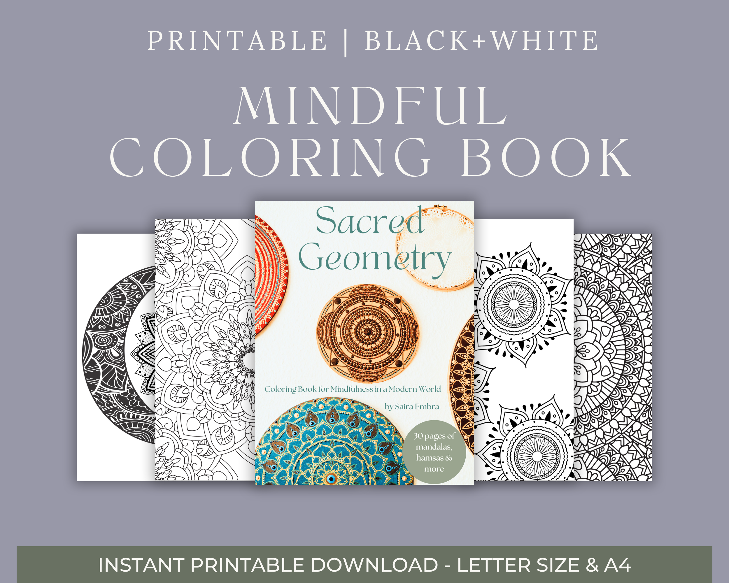 Sacred Geometry Mandala Adult Coloring Book - 32 pages