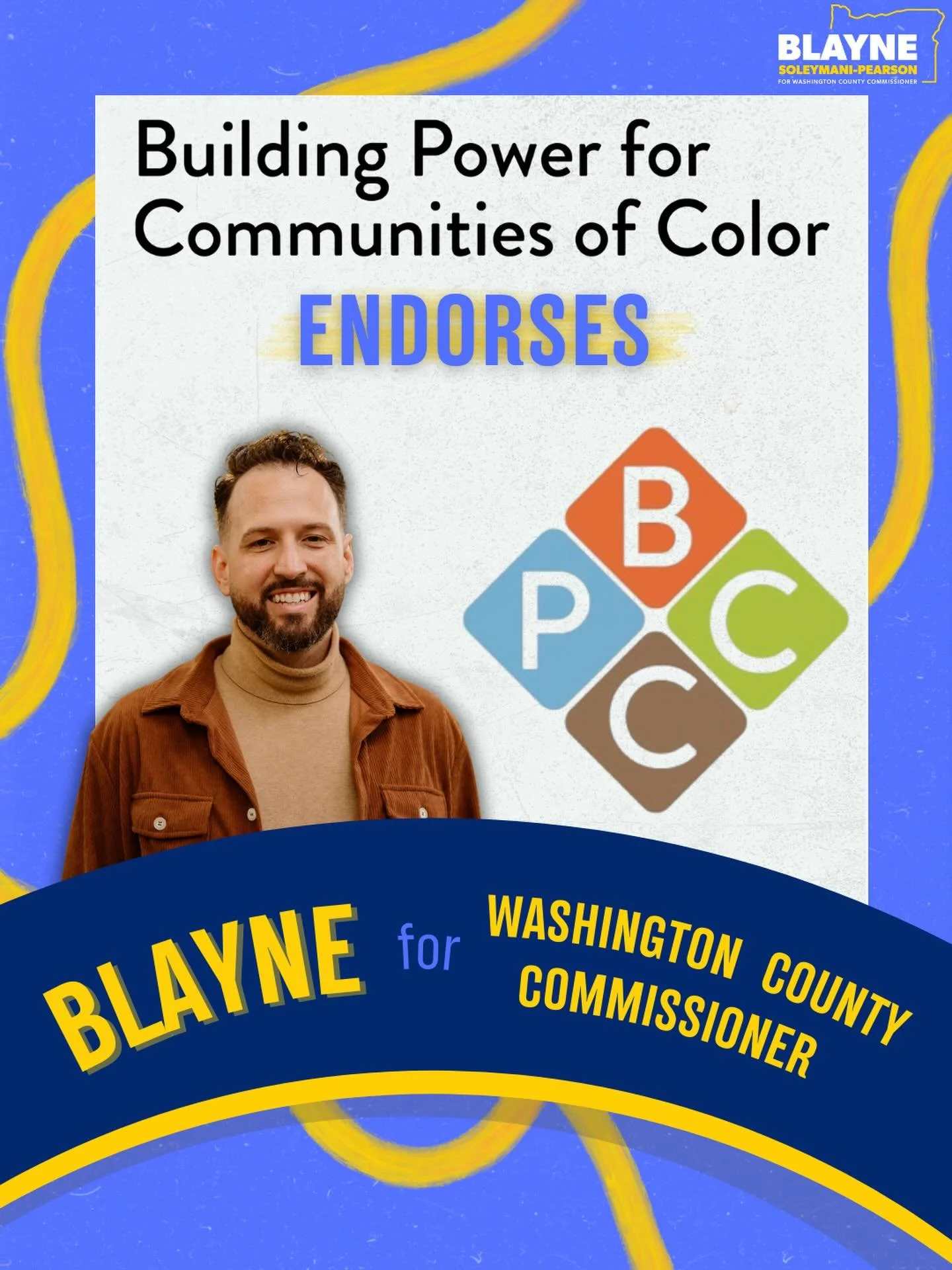 I&rsquo;m excited to share that I am endorsed by Building Power for Communities of Color. I look forward to furthering their mission of collective and cross-cultural political action for racial justice in Oregon.