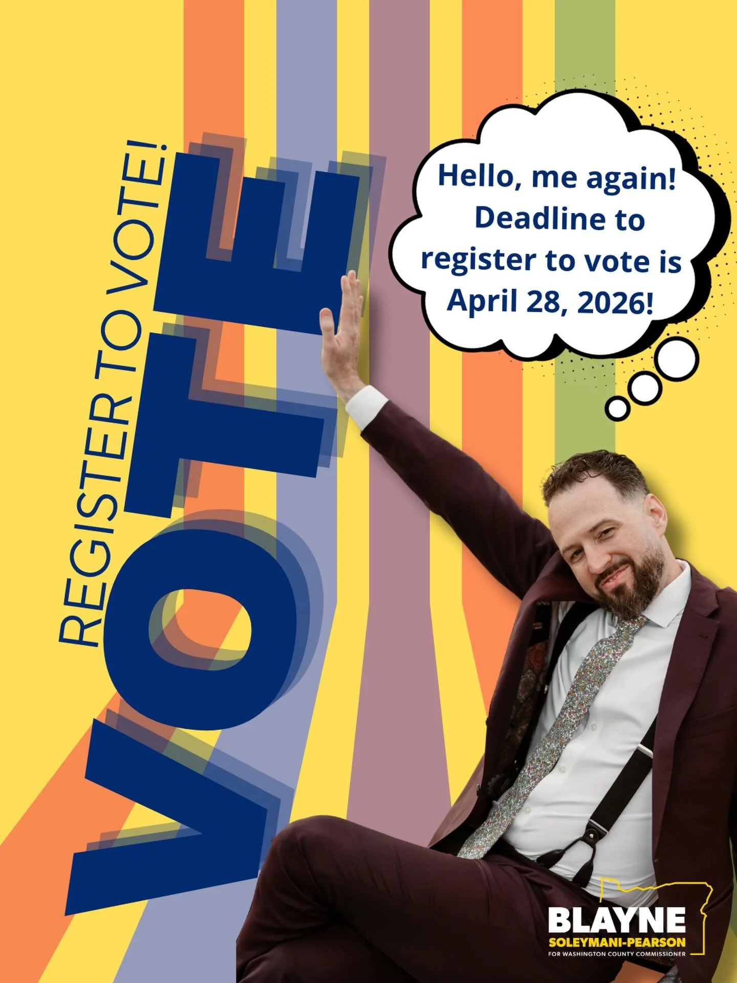 27 days left to register to vote for Blayne!! The deadline is April 28th. Don&rsquo;t know how? Link in bio to get started.

#vote #registertovote #washingtoncounty #beaverton #oregon