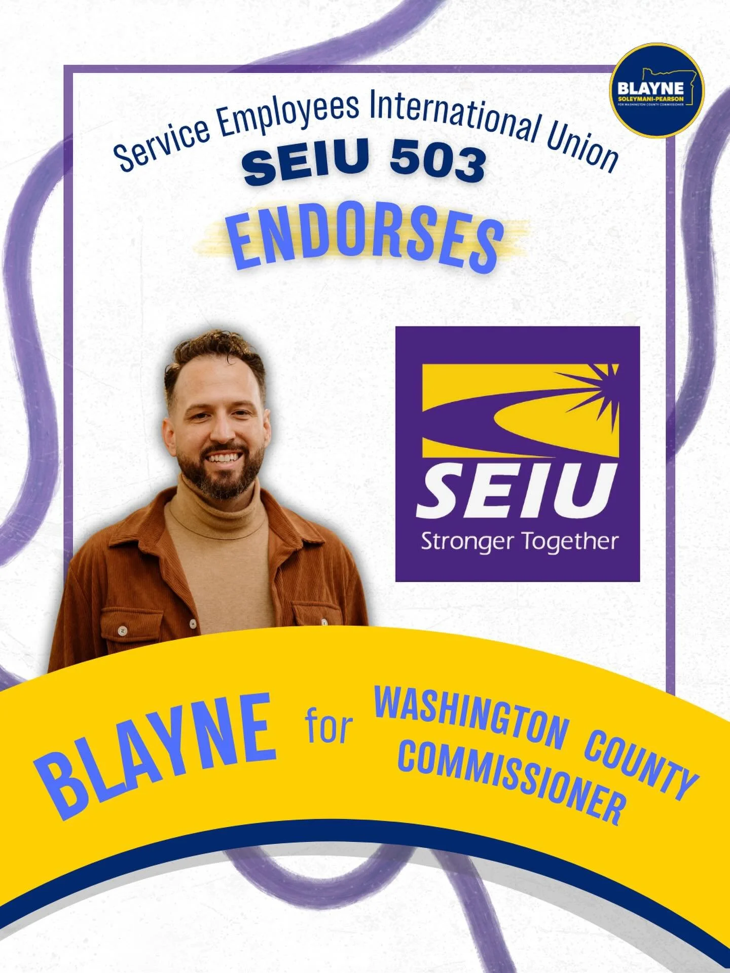 Honored to earn the endorsement of SEIU 503. From caregivers and educators to public employees and frontline workers, SEIU members keep Oregon running. I&rsquo;m proud to have their support and will work tirelessly to fight for working families, fair