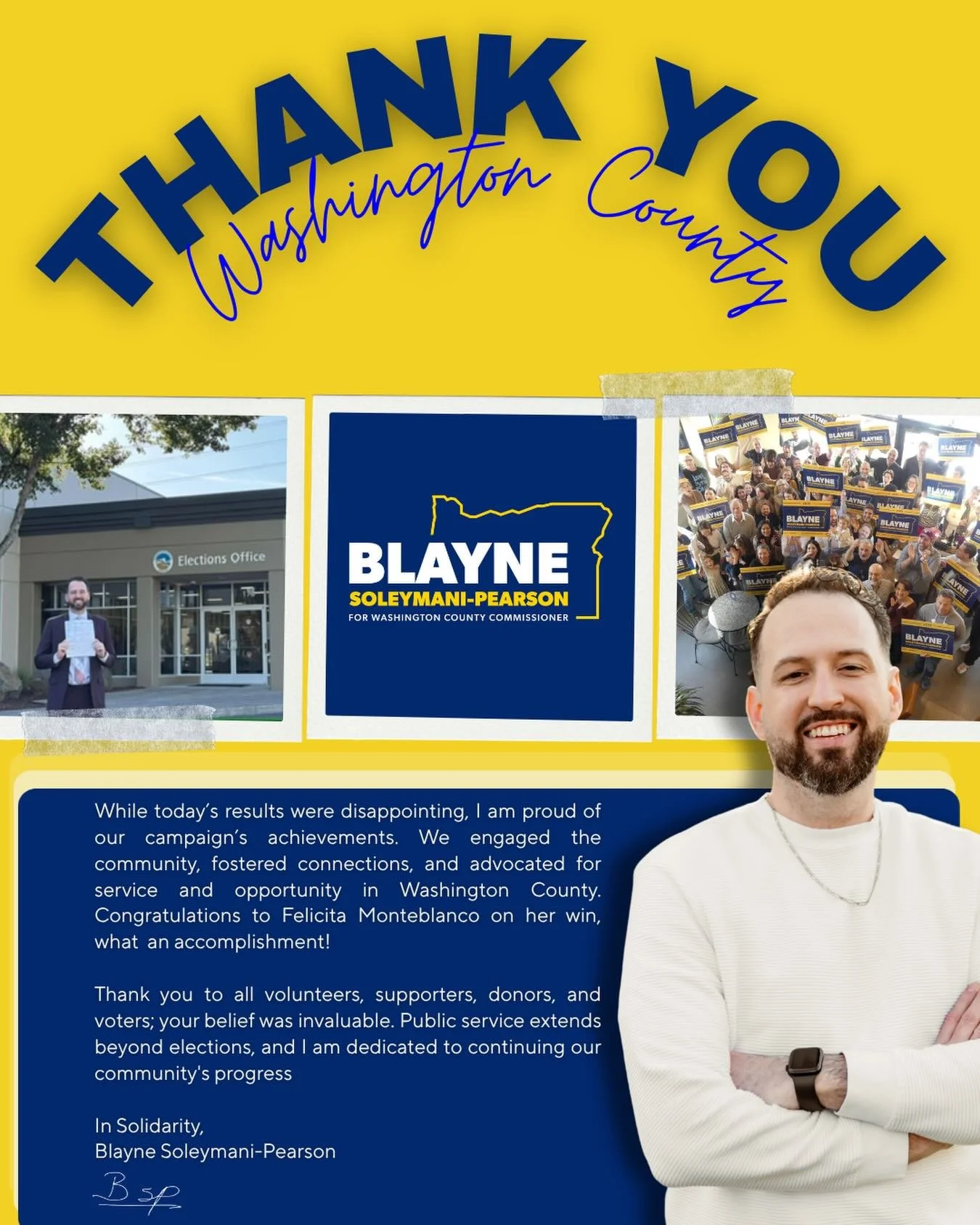 I just got off the phone with Ms. Monteblanco and congratulated her on her win. I also let her know that I am ready and willing to help her champion real meaningful protections for our community regarding accountability for ICE and other policy goals