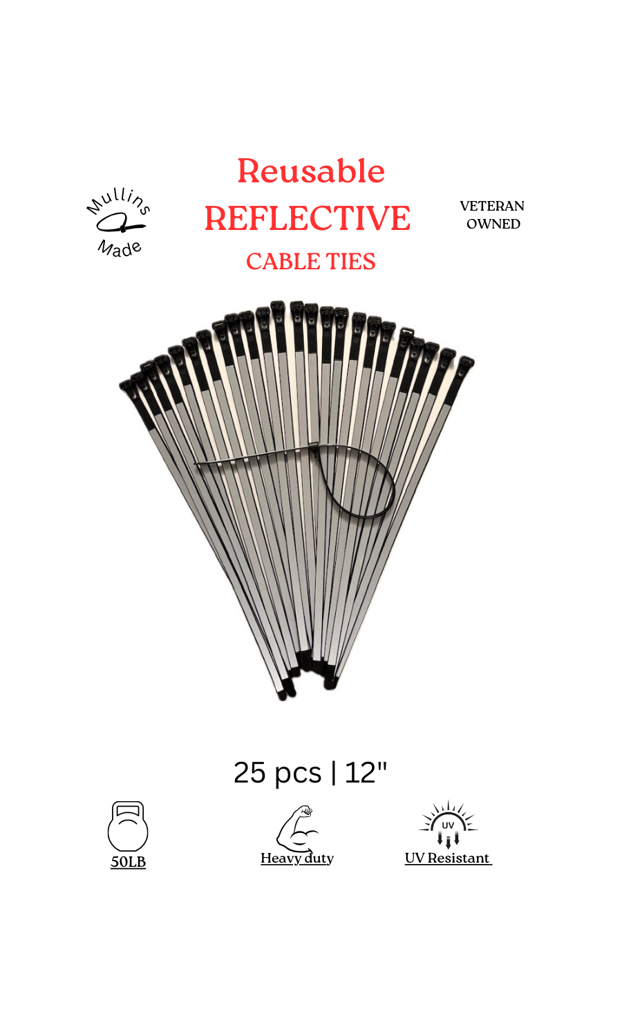 Reusable Reflective Cable ties 25-count