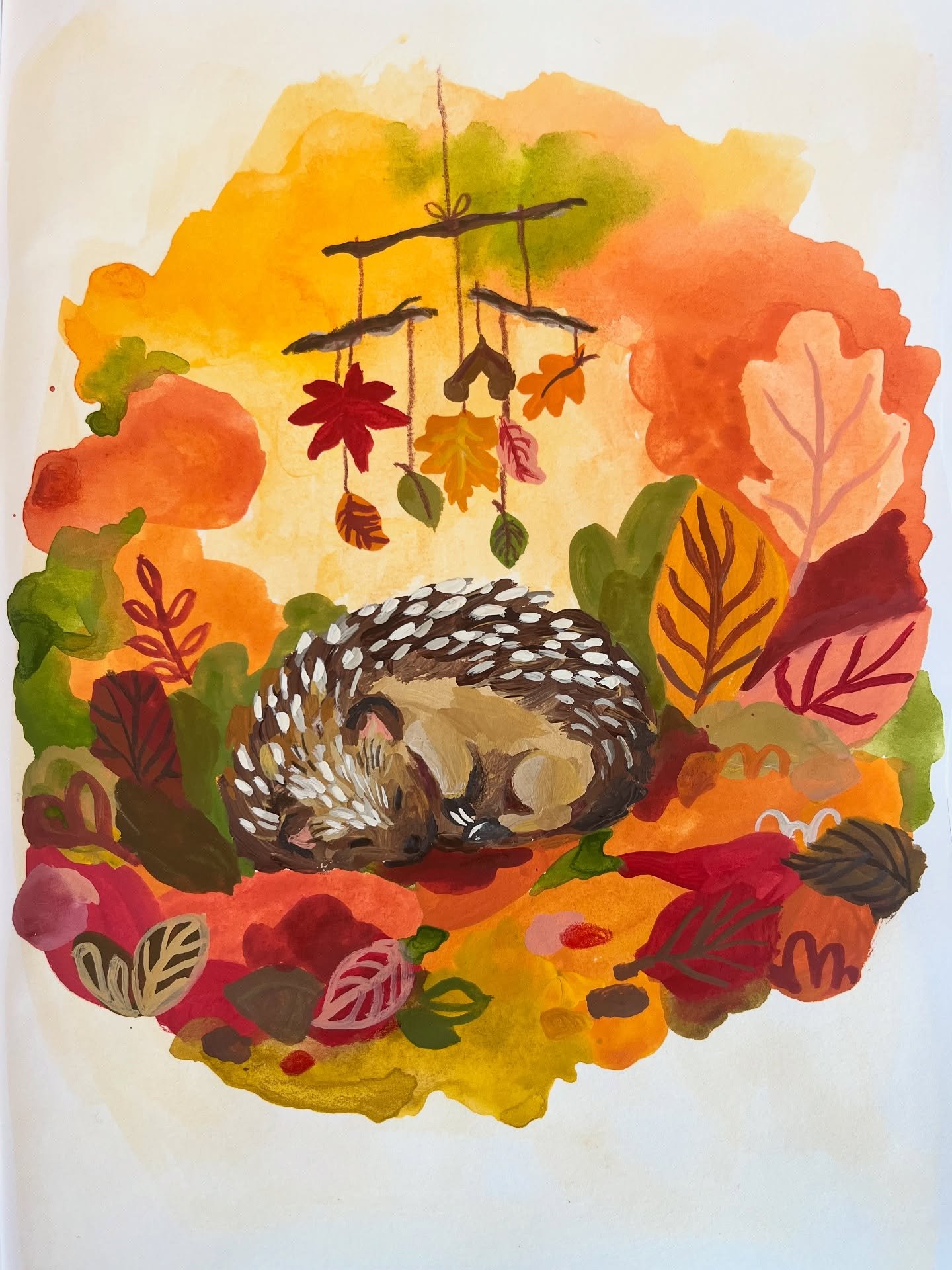 #peachtober25 #peachtober25leaf #peachtober25critter 
@peachtober 
The other day I say a hedgehog in Front of his leafy home 🥹 this is his hiding place. People, leave your leaves in the garden, so animals can find something to build their home