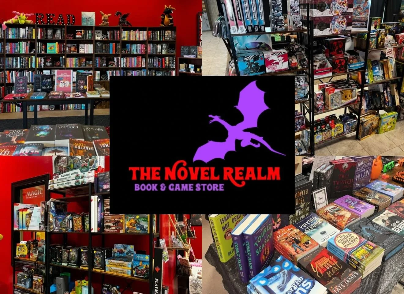 What&rsquo;s in store? 
✨Books : Indie, Local Authors, Blind dates, Children&rsquo;s new &amp; used, New releases. 
✨Games : Magic the Gathering, Pokemon, Board Games
✨Goodies: Stickers, Dice sets, Tees, Totes, and more
✨Free Friday Night Game Night 