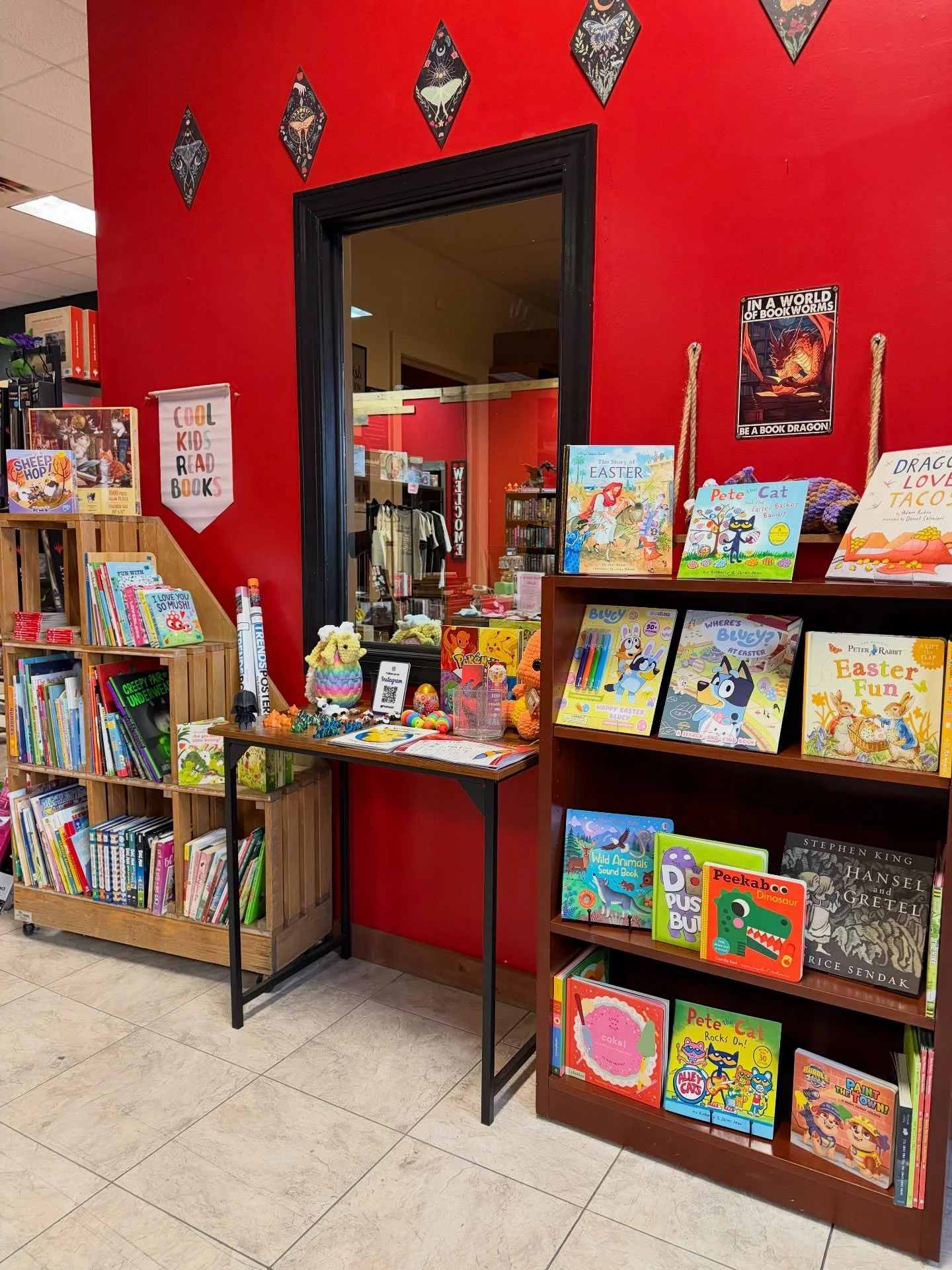 And so the kiddo section grows&hellip; 
Crochet by @unstablestitches coming soon
&amp; mystery wrapped books for the kids! 

If you have any used kids books you want to donate or receive store credit for (must be in good condition) bring them in!