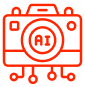 Robotic AI machine on a stylized circuit background