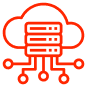 Icon of cloud computing with interconnected lines and nodes