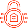 Icon of a lock with a house inside, symbolizing security or home protection.