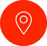 Red map pin icon on a red background