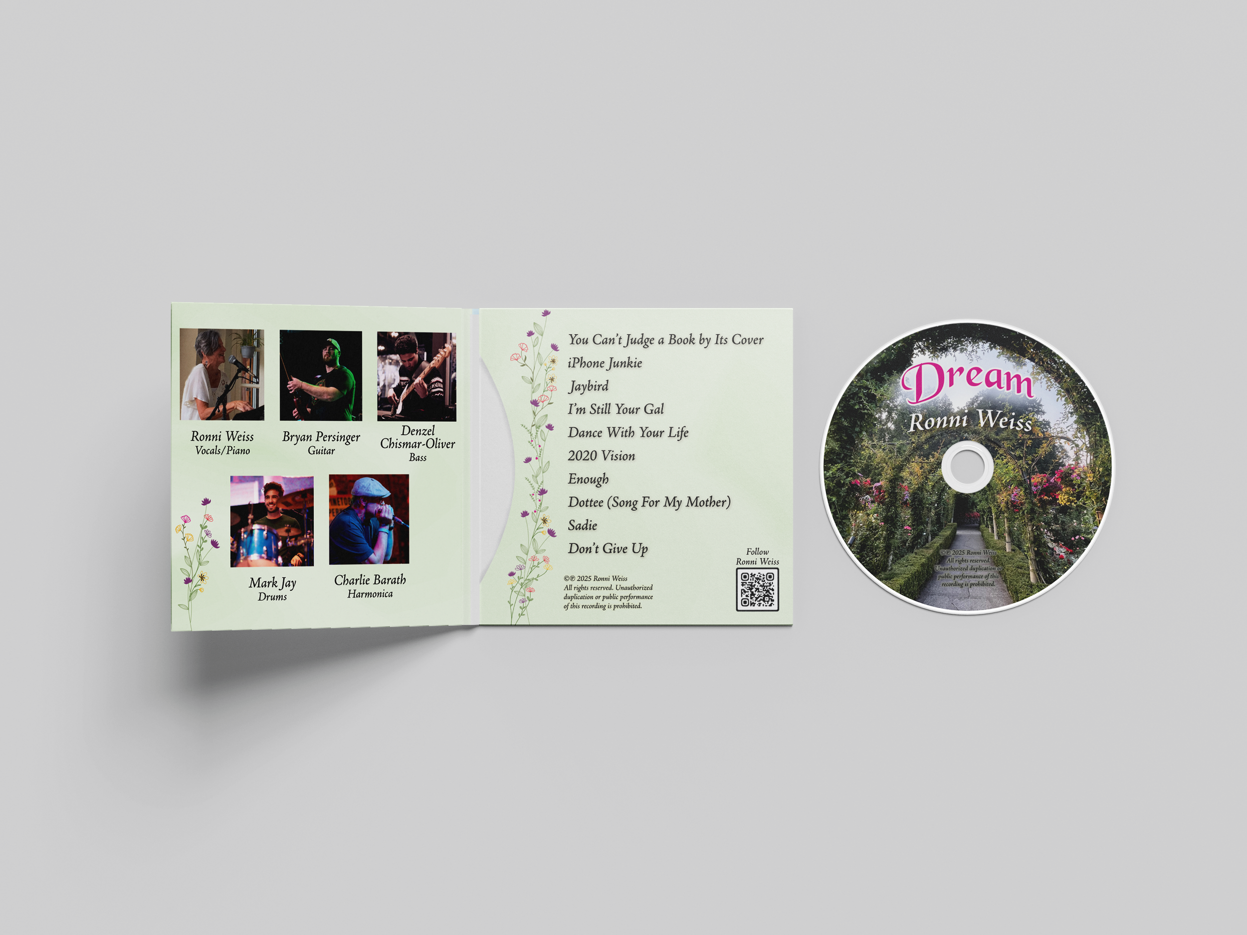 CD and Disc Wallet design for Ronni Weiss March 2025