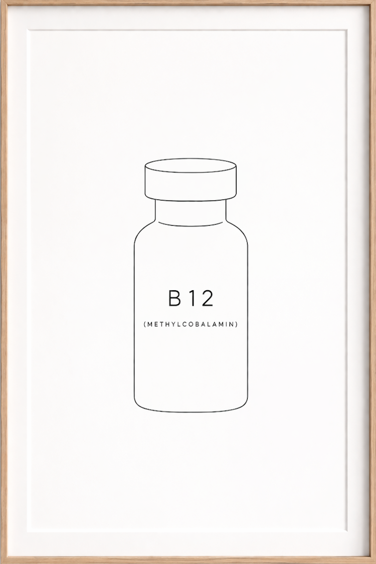 Methylcobalamin (B12) | 
Methylcobalamin is the neurologically active form of B12, the one your brain and nervous system can actually use. Thyroid dysfunction impairs B12 absorption, and deficiency compounds fatigue, cognitive fog, and mood instabili