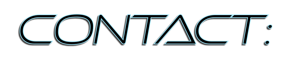 The word 'CONTACT' written in stylized, light blue outlined font on a black background.