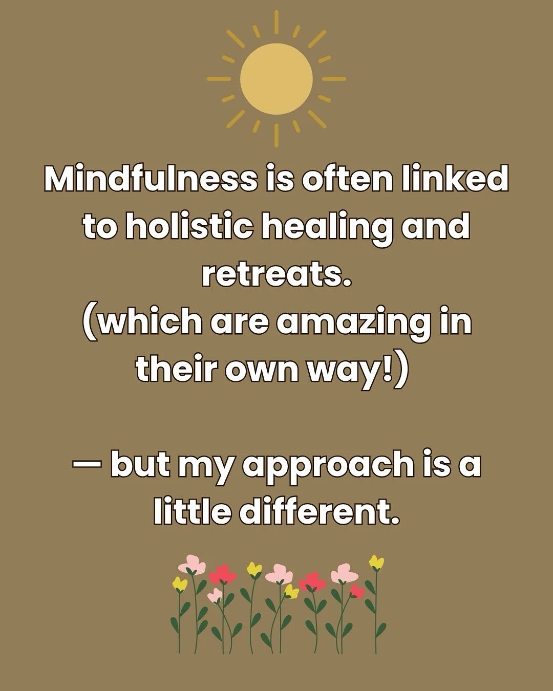 Just a little clarification of what we do🌿

Our mindfulness classes are supported by research. Our space focuses on evidence-based skills that help you manage stress, increase awareness, and better focus. 

Mindfulness - So you can live a more prese
