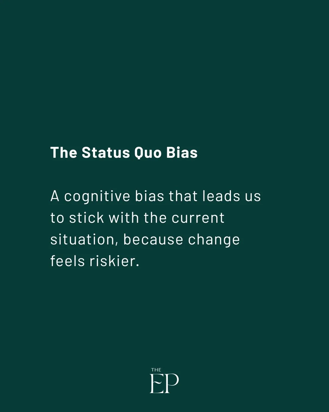 We're not always choosing our lives. 

Sometimes we're just continuing them.

Status quo bias keeps us staying with what&rsquo;s familiar, even when it&rsquo;s no longer right for us.

It shows up as &ldquo;I&rsquo;ll stay where I am for now&rdquo; -