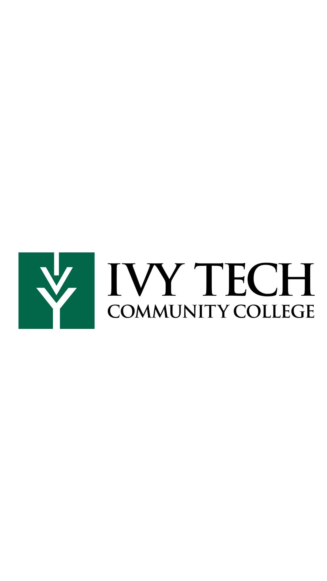 Ivy Tech Community College logo with green emblem and black text.
