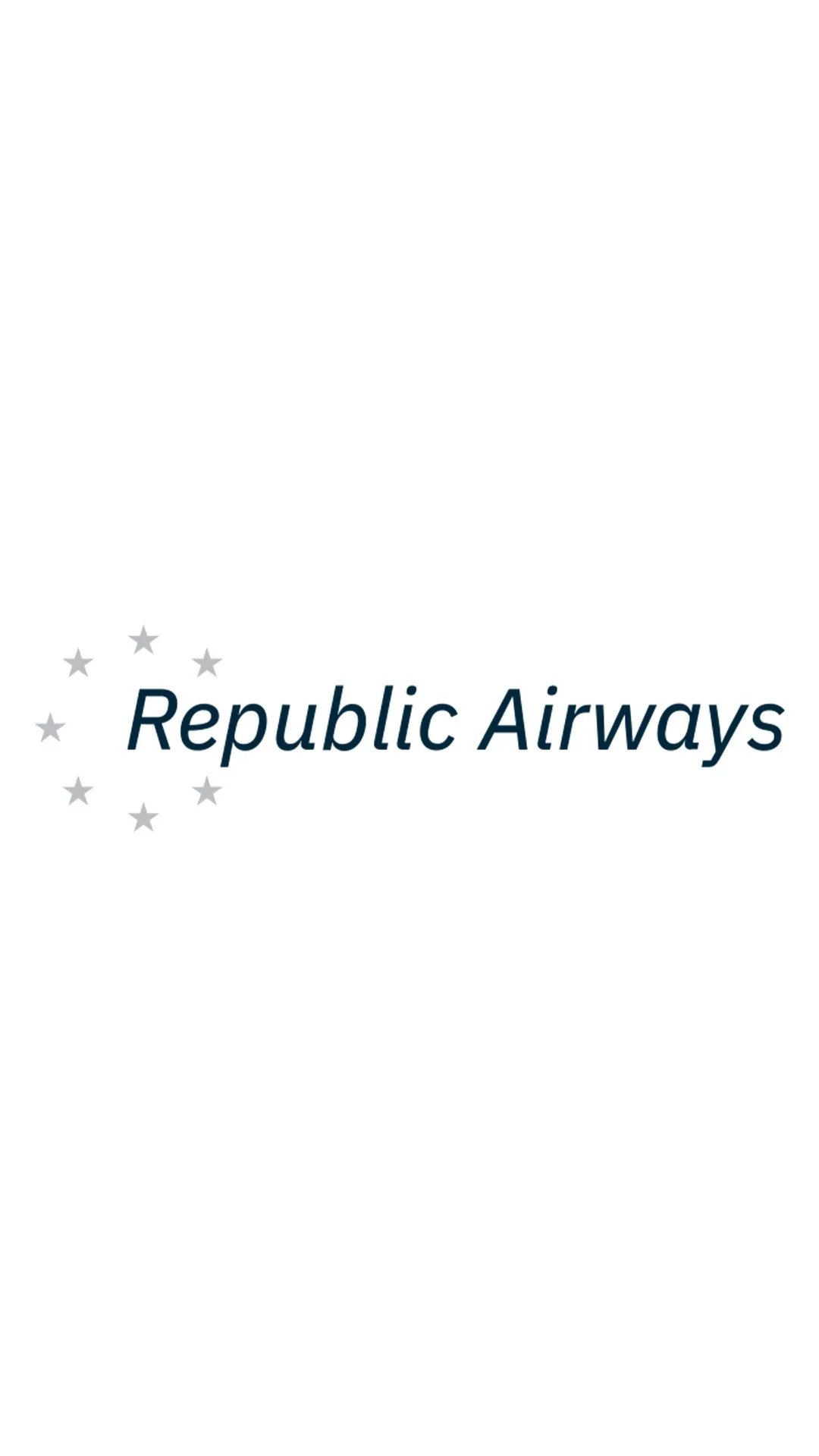 Republic Airways logo with blue text and a circle of gray stars.