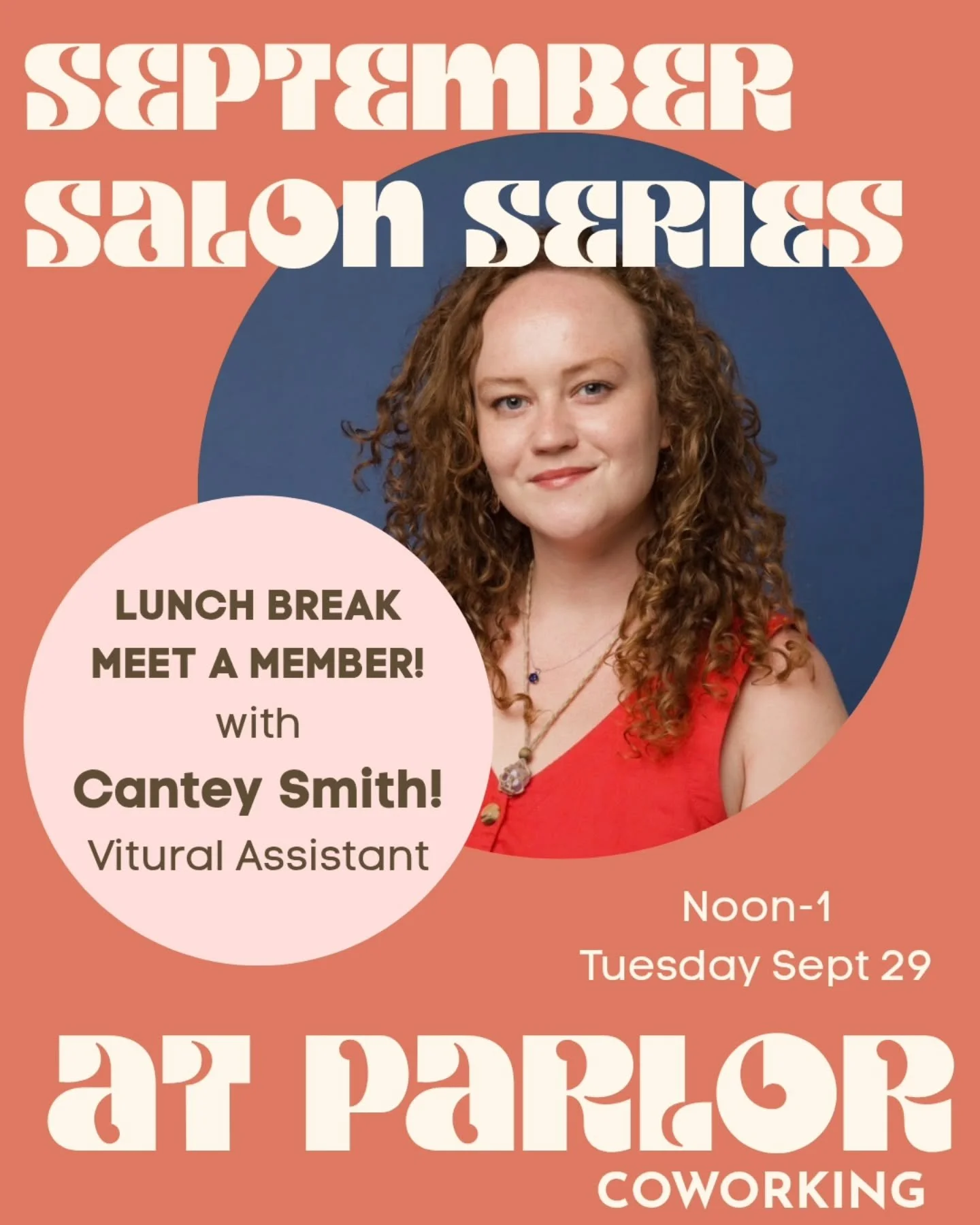 Come meet Cantey 
From @askcanteyvirtualassistant 
for our lunch break meet a member Series!
Open to members and guests of members