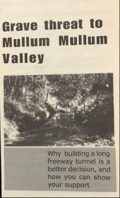 1998 community pamphlet — Grave threat to Mullum Mullum Valley