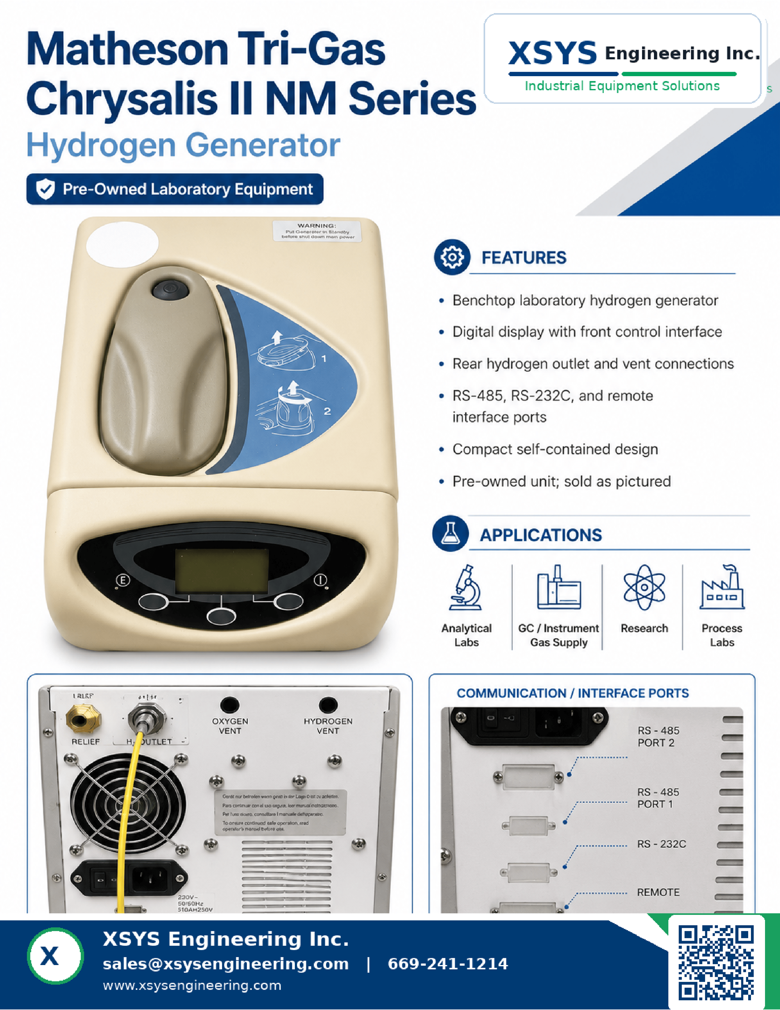 Matheson Tri-Gas Hydrogen Generator