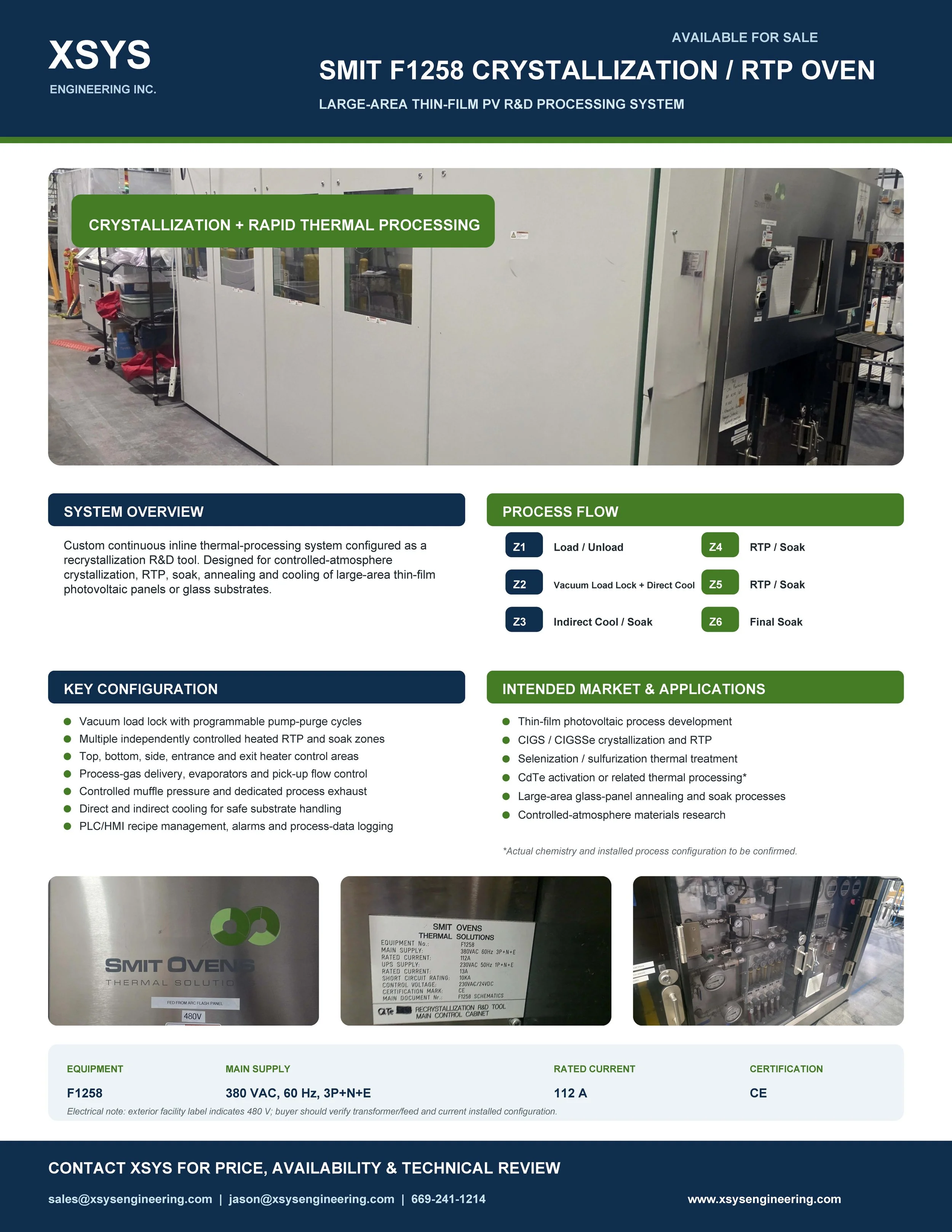 SMIT Thermal Solutions Model F1258 Crystallization RTP Oven
