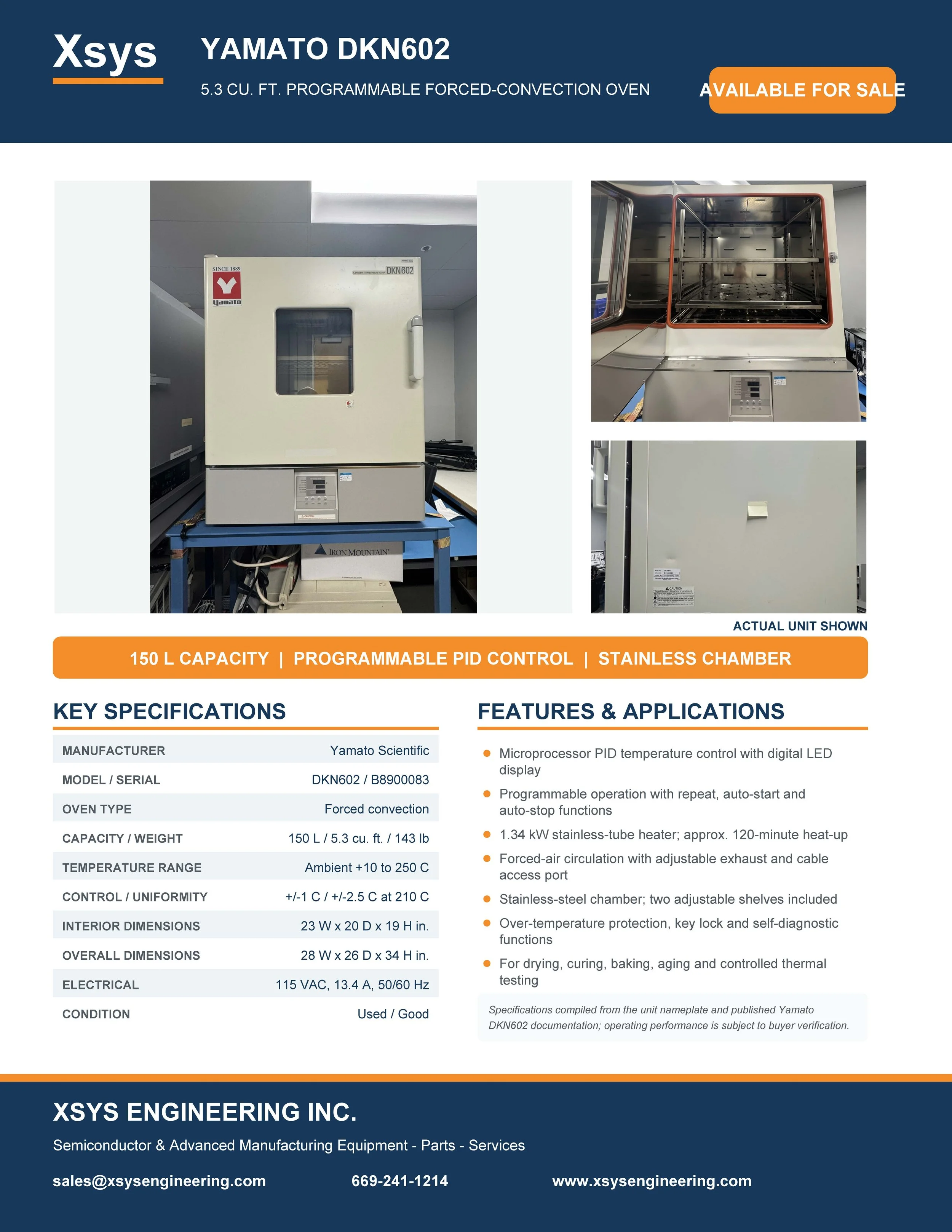 Yamato DKN602 Forced Convection Tabletop Lab Oven