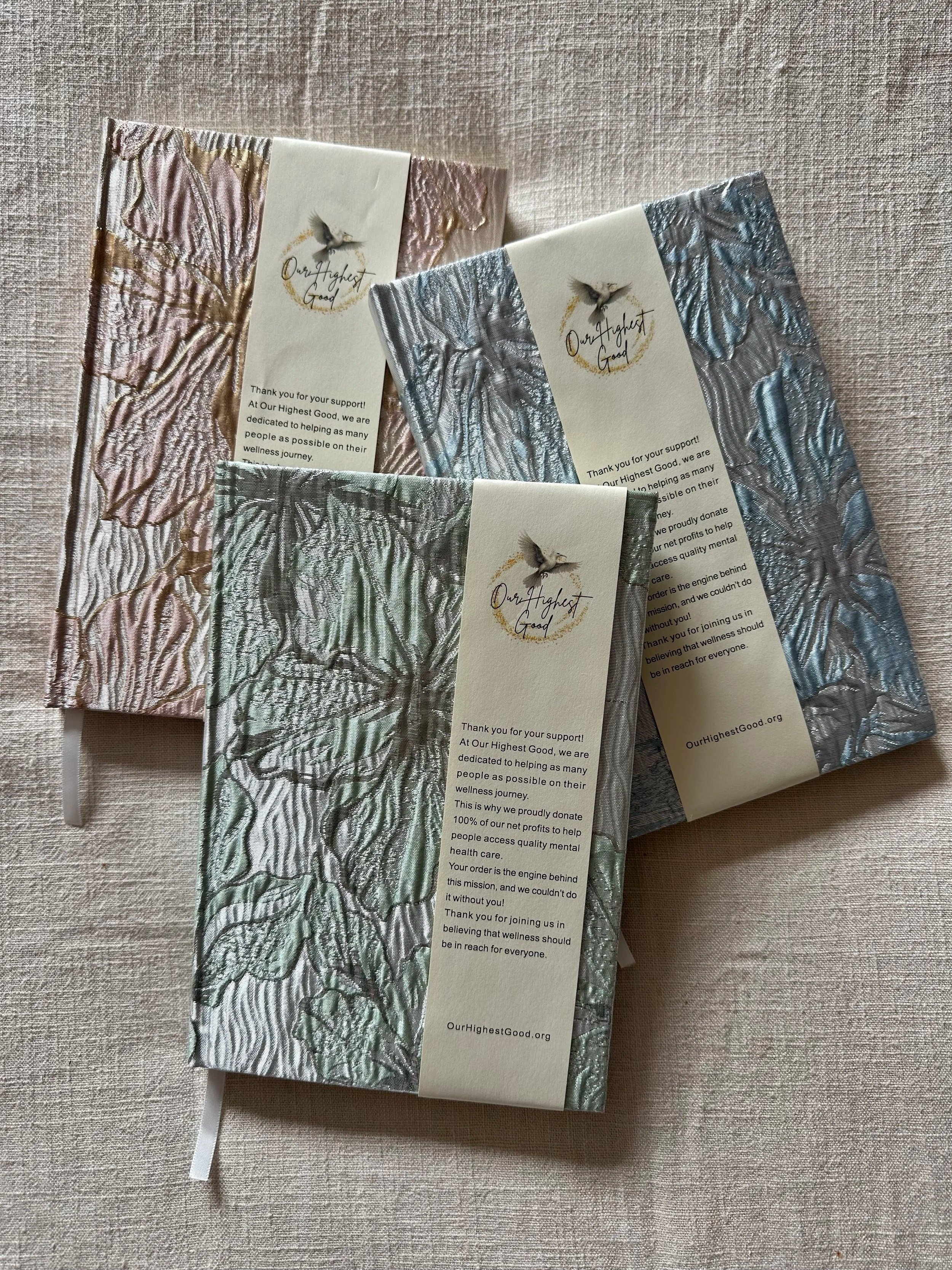 Satin Textured Floral Journals, 3 color choices