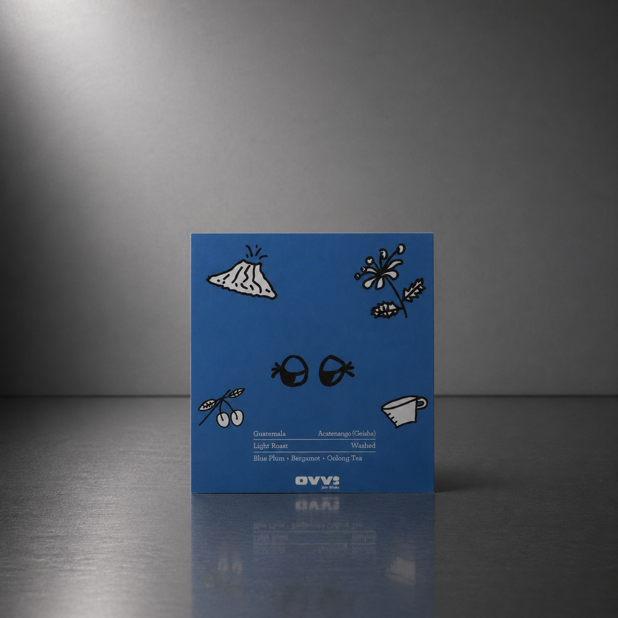 Gesha coffee flavor card blue plum lavender oolong OVVI blue coffee card design