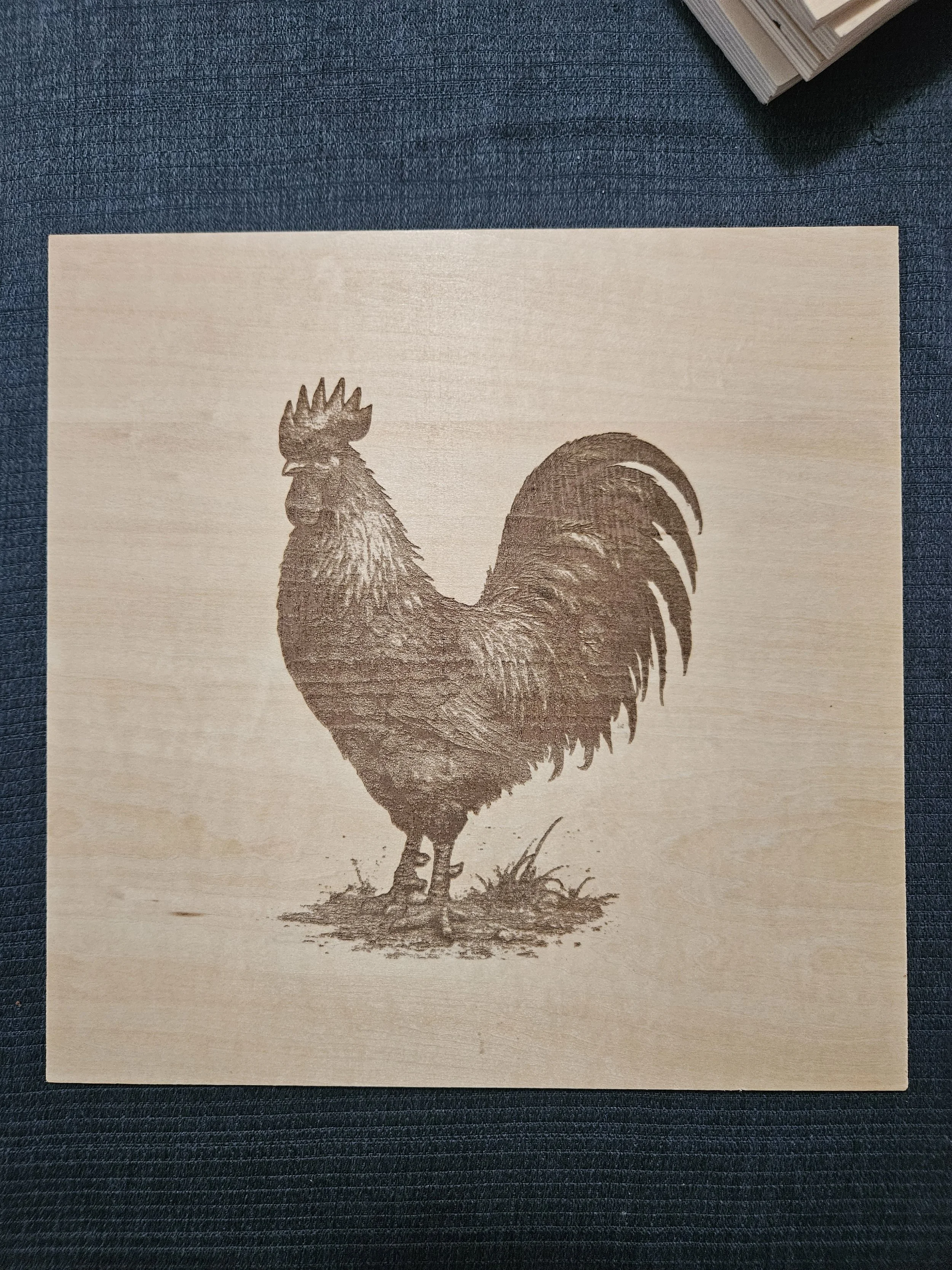 12 Inch x 12 Inch Laser Engraved Rooster Wall Art