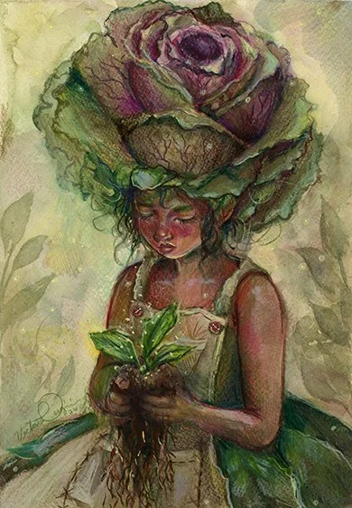 Clara Beth - 8.25" X 11.5" - Watercolor and coloring pencils on paper