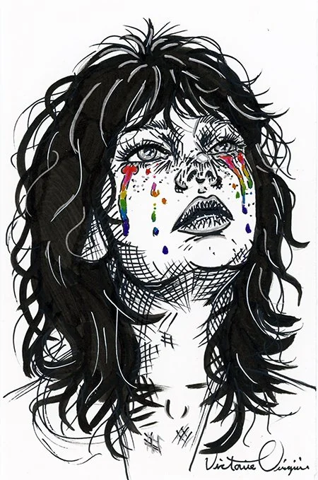 “When the World Leaks In” - Pen and Ink on Paper  5.5 X 8.5 Inches