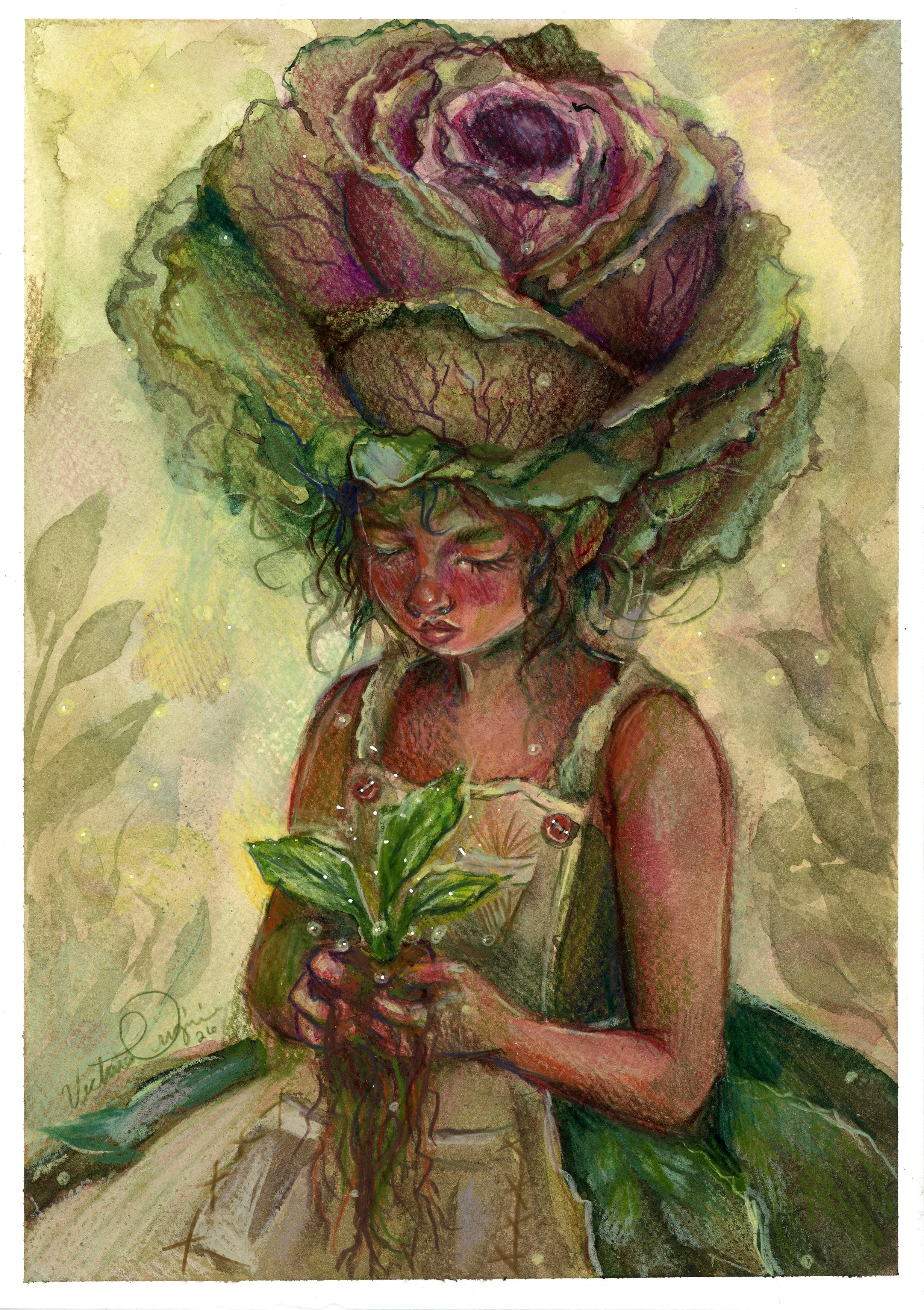 Clara Beth - Watercolor and coloring pencil