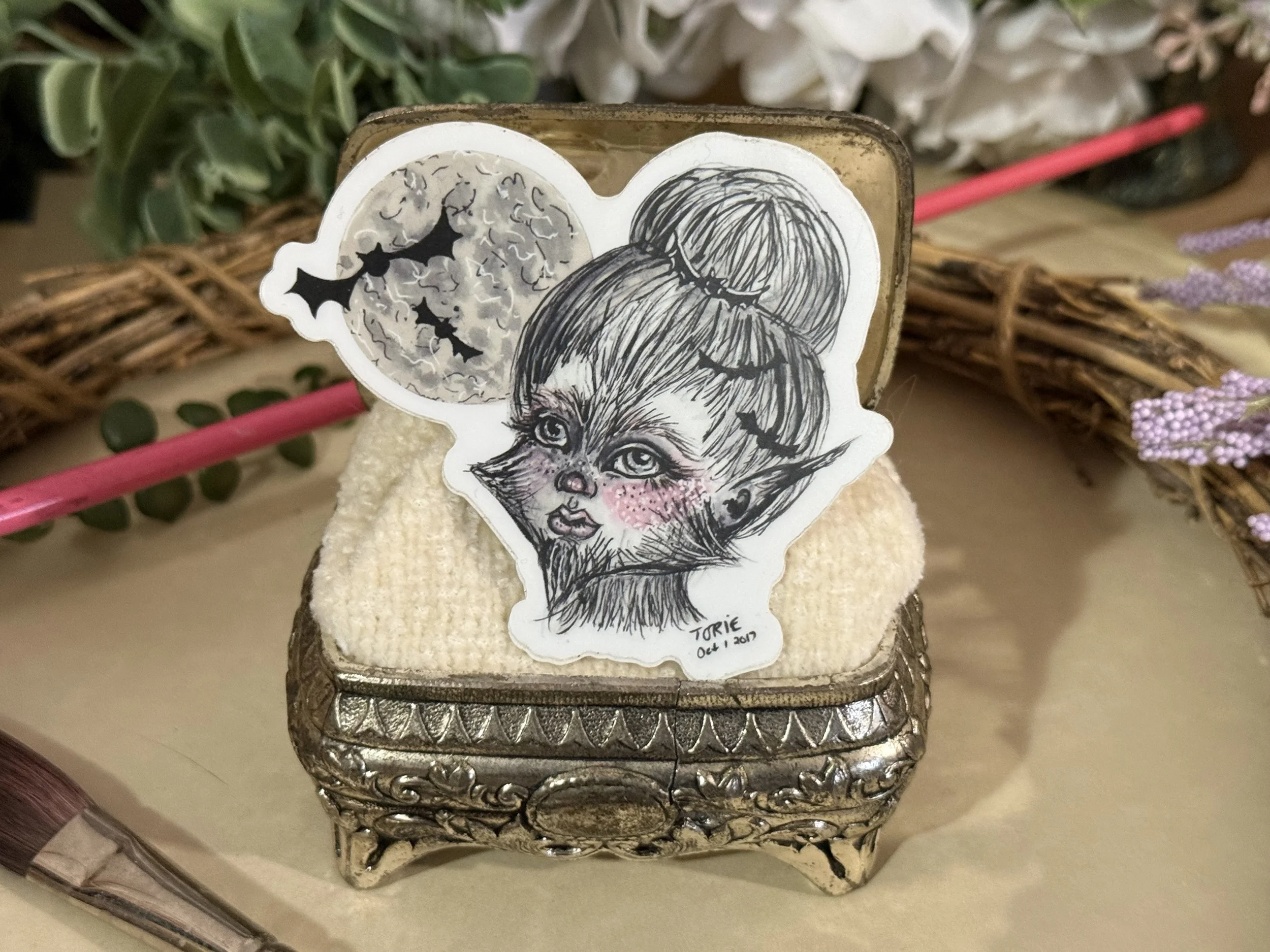 werewolf girl 3 inch sticker - Black and white sticker- matte sticker - horror gifts