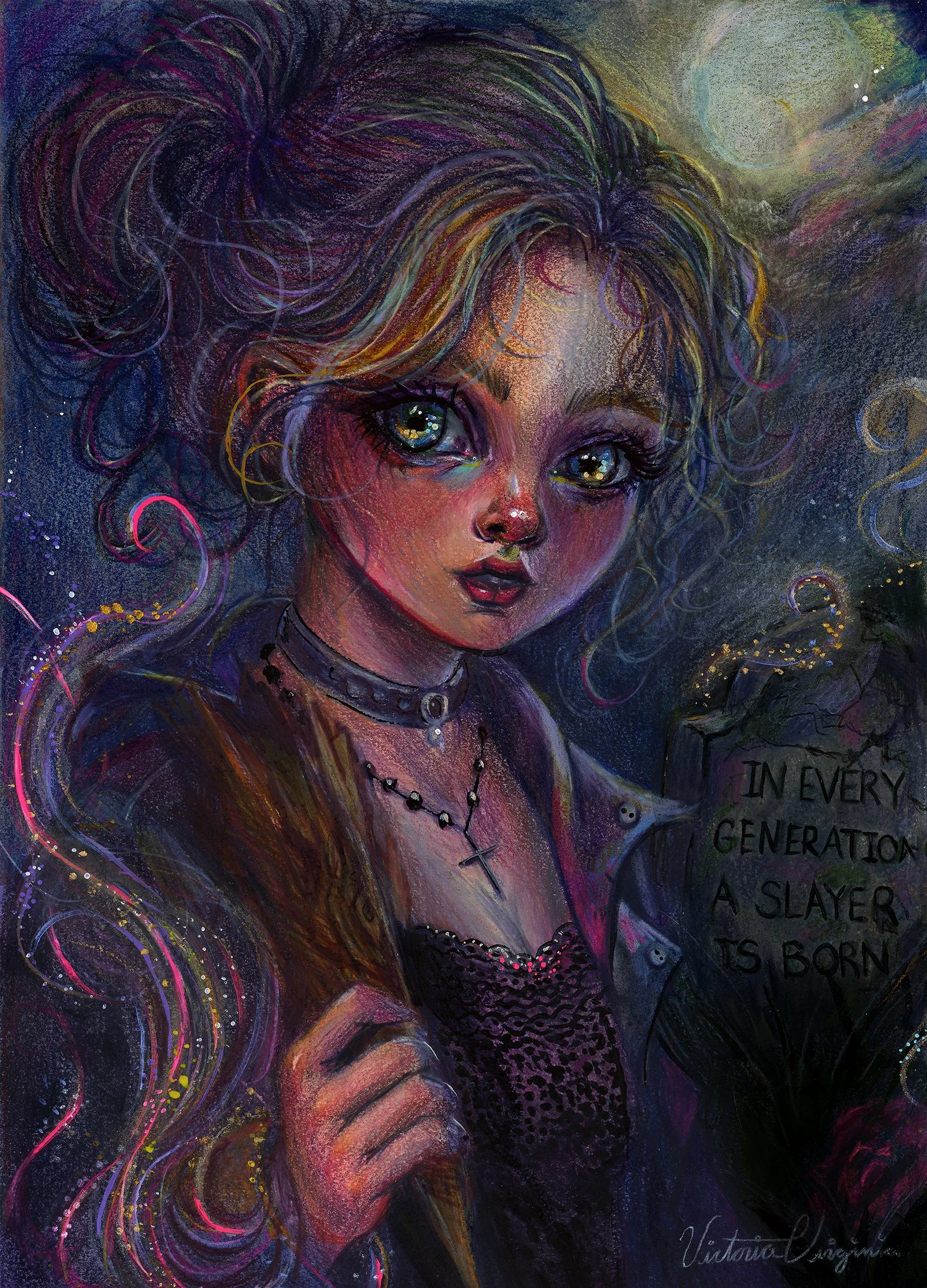 Prophecy Girl - Watercolor, Acrylic paint and coloring pencil on 100% cotton paper 