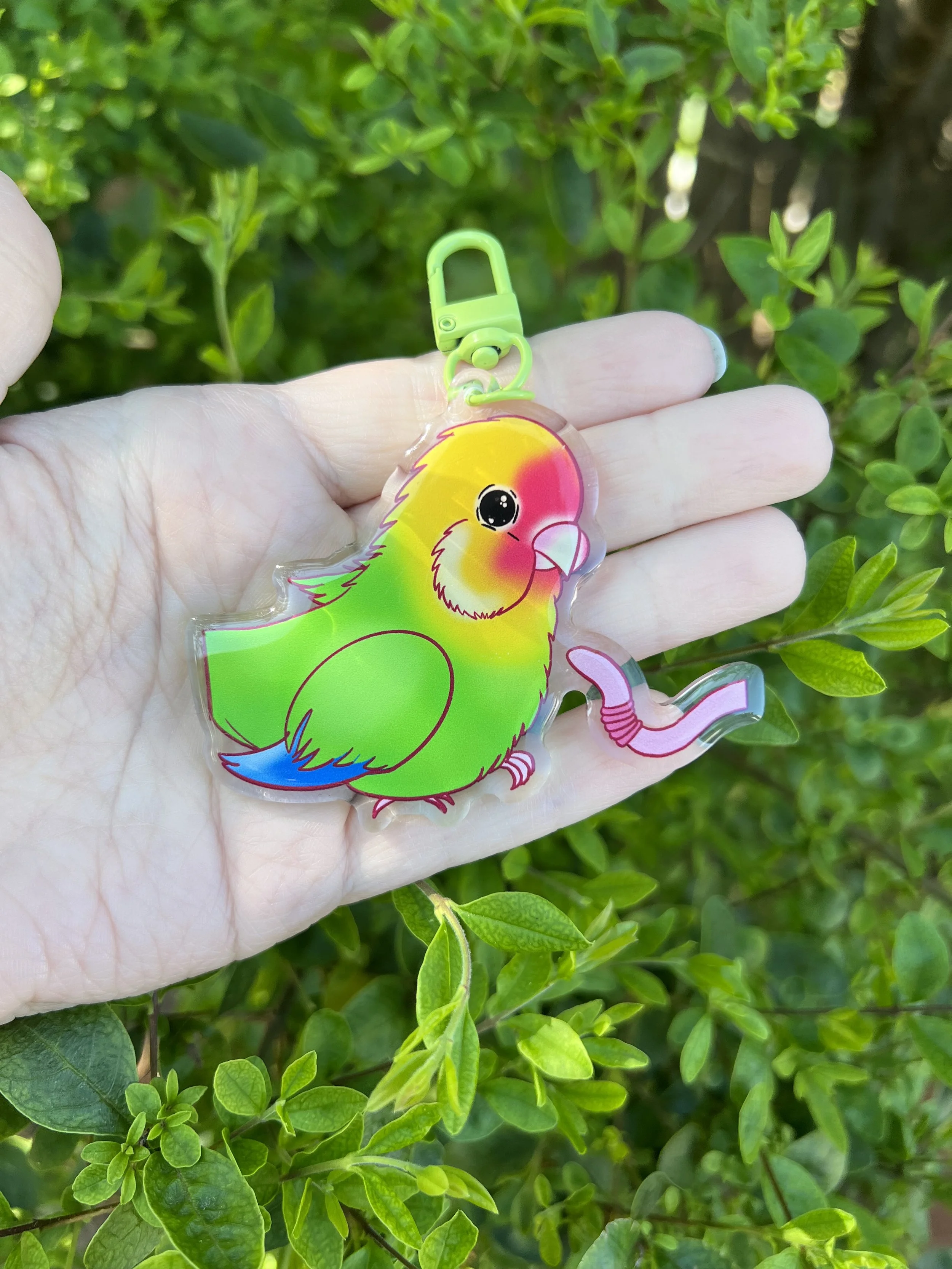 Lovebird & Worm Epoxy Key Chain