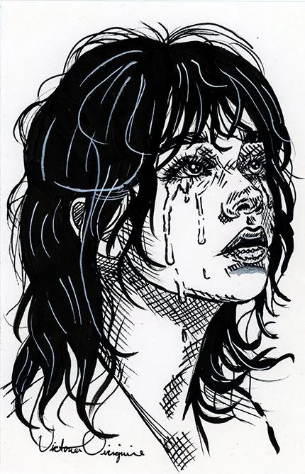 “Holding my Breath” -Pen and Ink on Paper drawing, sized at 5.5 x 8.5 inches