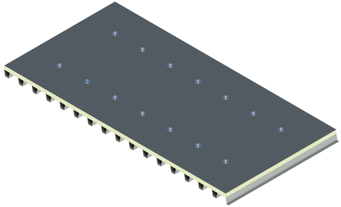 Insulation board and roofing membrane attachment to steel deck