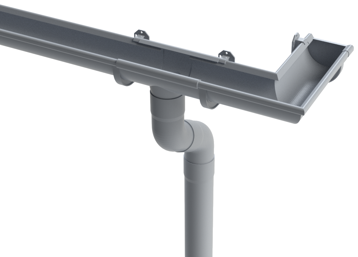 Gutter, scupper, downspout and conductor head sizing and attachment