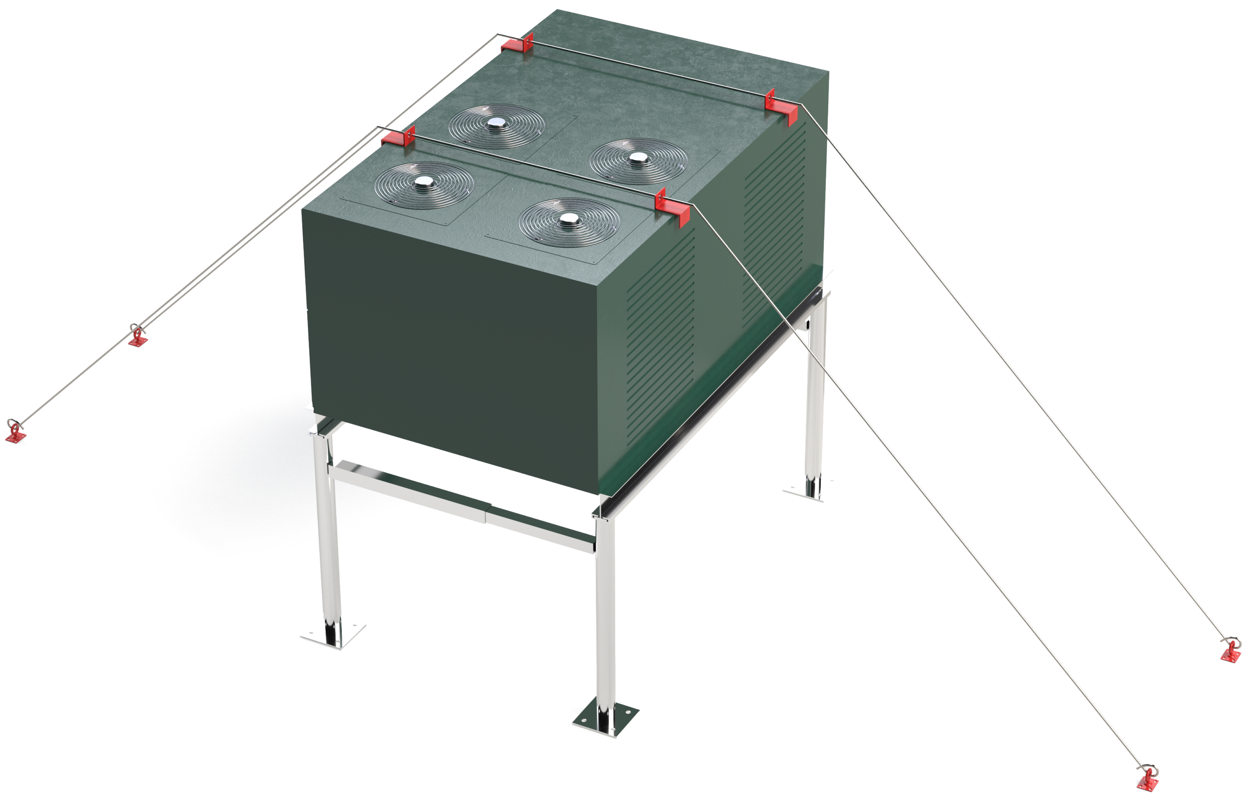Roof top equipment support design and attachment