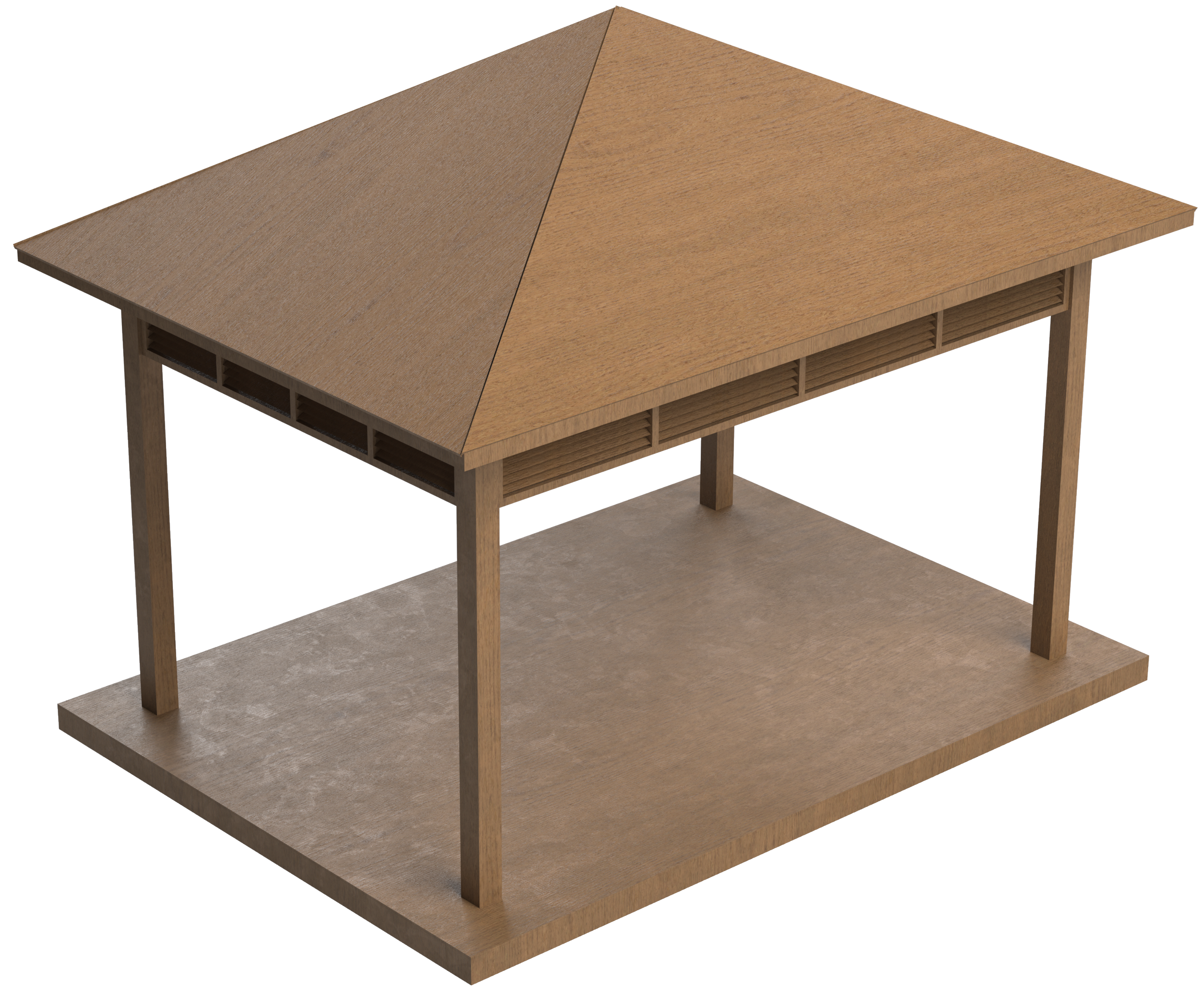 Open building with pitched roof