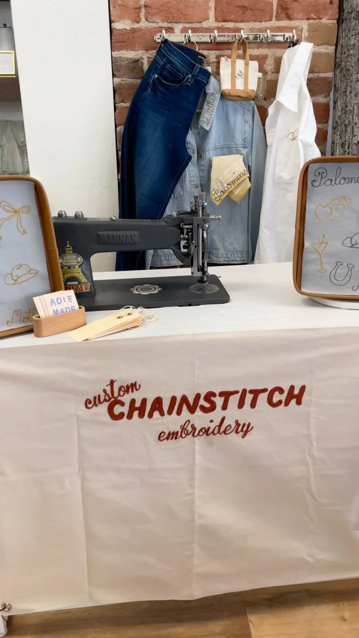 Did you miss Friday’s live custom chainstitching @palominolifestyleco ? That’s alright! I left part of my setup in store so you can place a custom order there! Not really sure when I’ll be taking it home, π€·π»‍βοΈso act fast if y