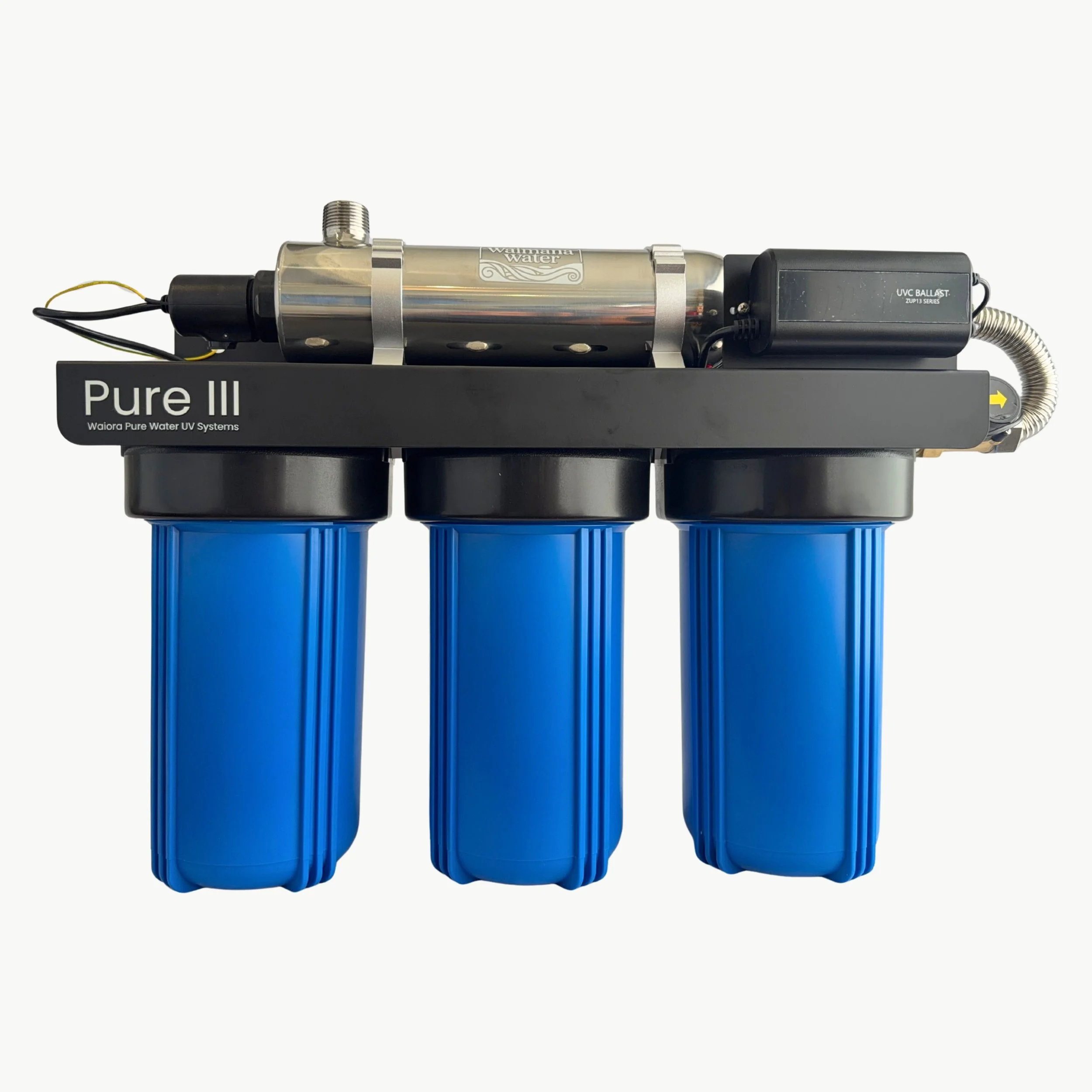 Picture of a cool UV system with triple housings. Definitely a cool as looking system. with a flow switch which puts it ahead of the rest!